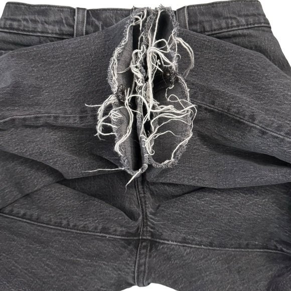 Levis 501 High Rise Straight Leg Faded Black Denim Raw Cut Off Hem Jeans 25 - Picture 14 of 16